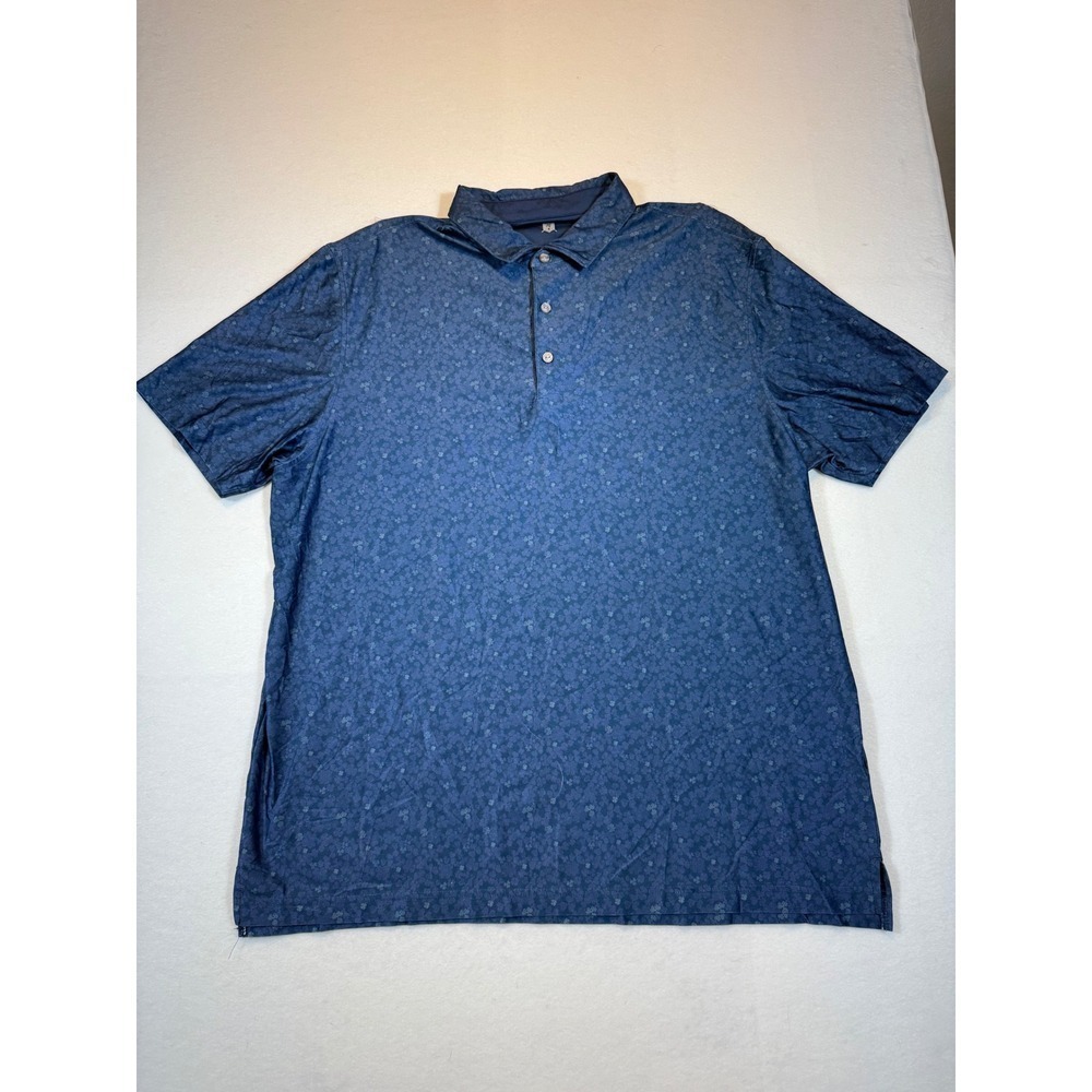 Hickey Freeman Golf Polo Shirt Mens Extra Large Blue Floral Print